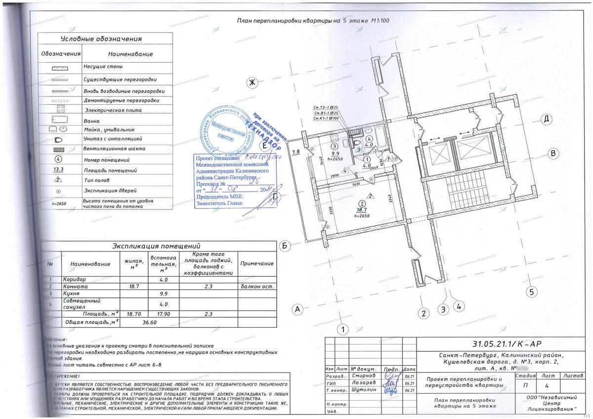 Как узаконили уже сделанную перепланировку: Кушелевская дорога, дом 3, корпус 2 (Калининский район СПб)