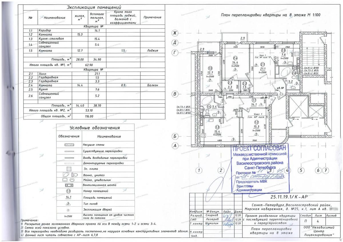 📌 Согласование разделения квартиры на две: Морская набережная, 25, корп. 1 (Василеостровский район СПб)