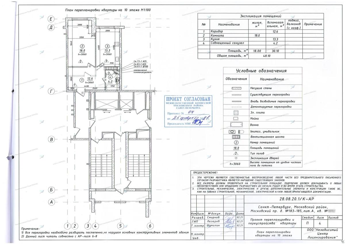 📌 Согласование перепланировки с объединением санузла и переносом сантехники: пр. Науки, 30, к.1, лит. А (Калининский район СПб)