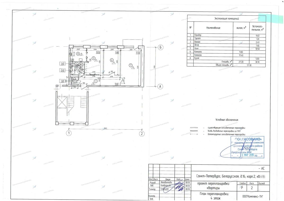 📌 Перепланировка в панельном доме без газа: ул. Белорусская, 16, корп. 2, лит. Б (Красногвардейский район СПб)