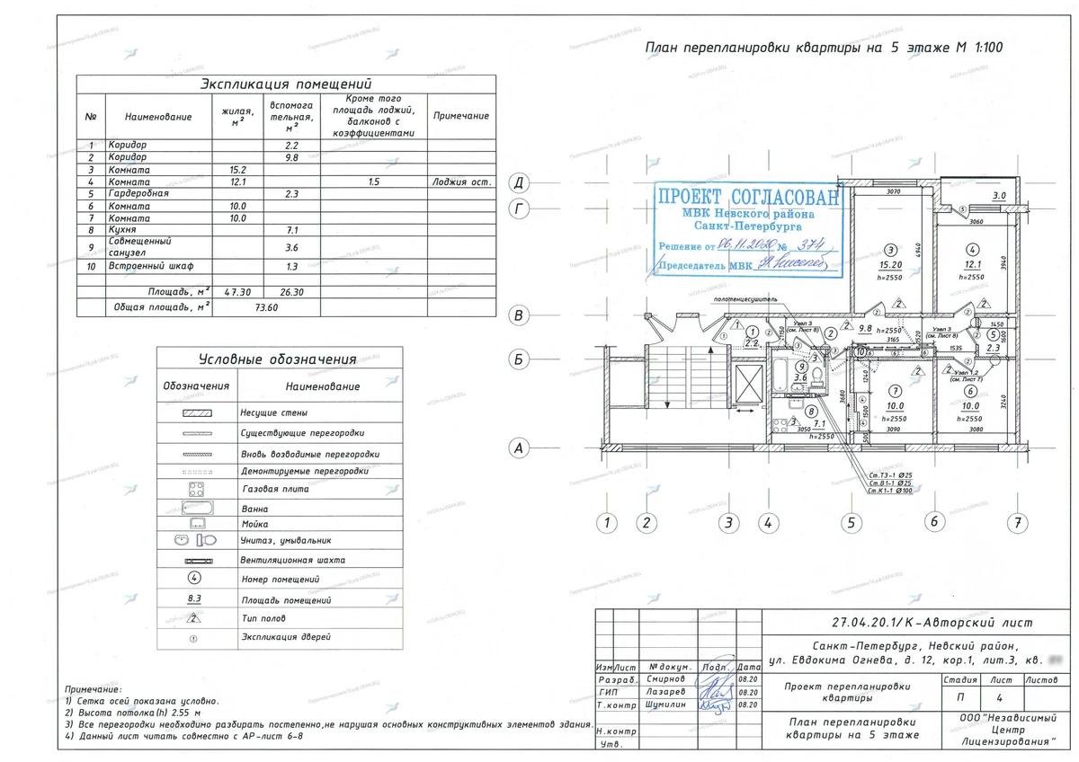 📌 Согласование перепланировки с проёмом в несущей и объединением санузла: ул. Евдокима Огнева, 12, корп. 1, лит. 3 (Невский район СПб)