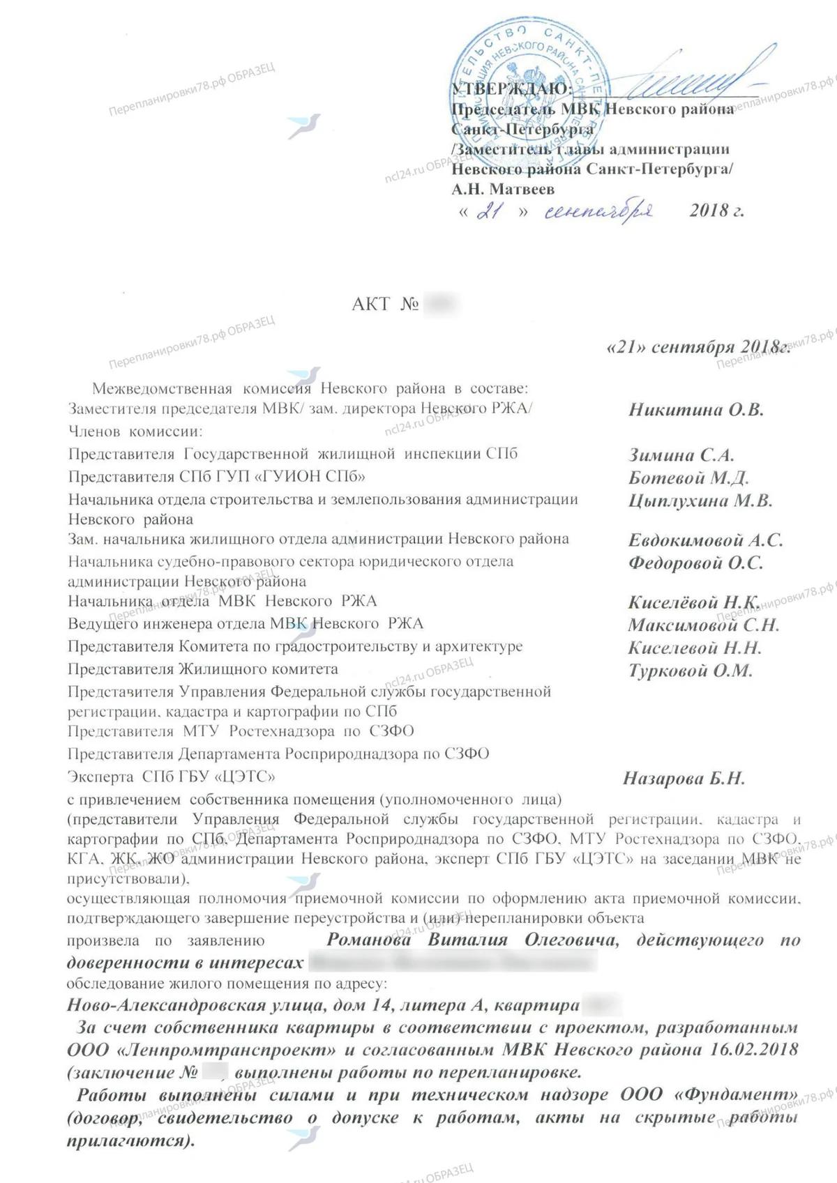 📌 Ввод квартиры в эксплуатацию после перепланировки: ул. Ново-Александровская, 14, лит. А (Невский район СПб)